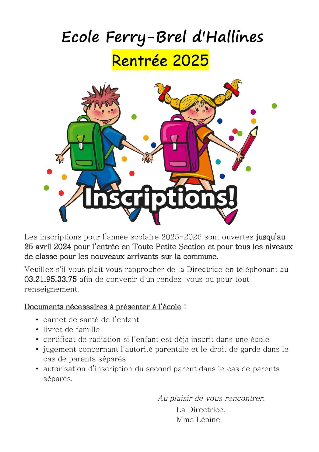 Inscriptions ecole jacques brel